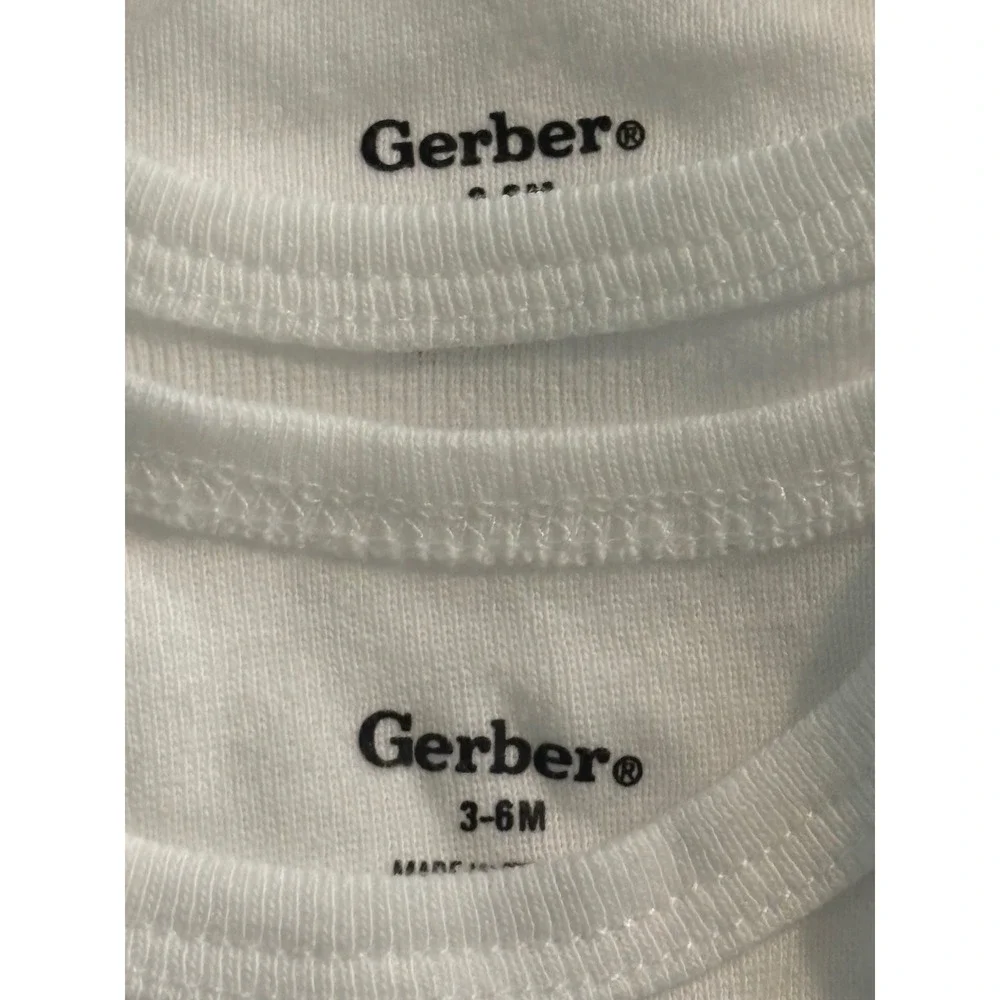Gerber Onesies Assorted Lot 9 Szs 0-3, 3-6. 6-9 Months Plain White Short Sleeve